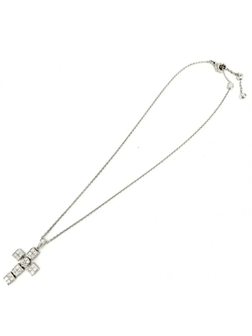 Bvlgari Necklace Lucia Latin Cross Pendant 18k WG White Gold